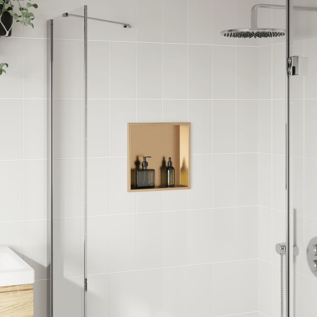 vidaXL Shower Niche Brushed Gold 32x32x9 cm Stainless Steel