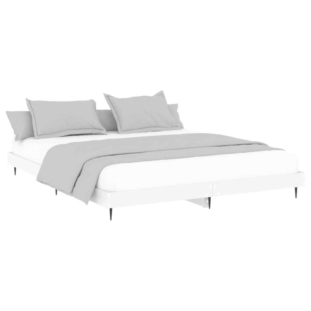 vidaXL Bed Frame without Mattress White 150x200 cm King Size Engineered Wood