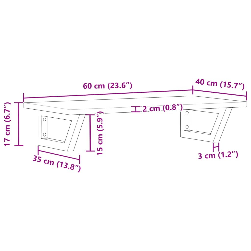 vidaXL Basin Shelf Wall Mounted Steel and Solid Wood Acacia