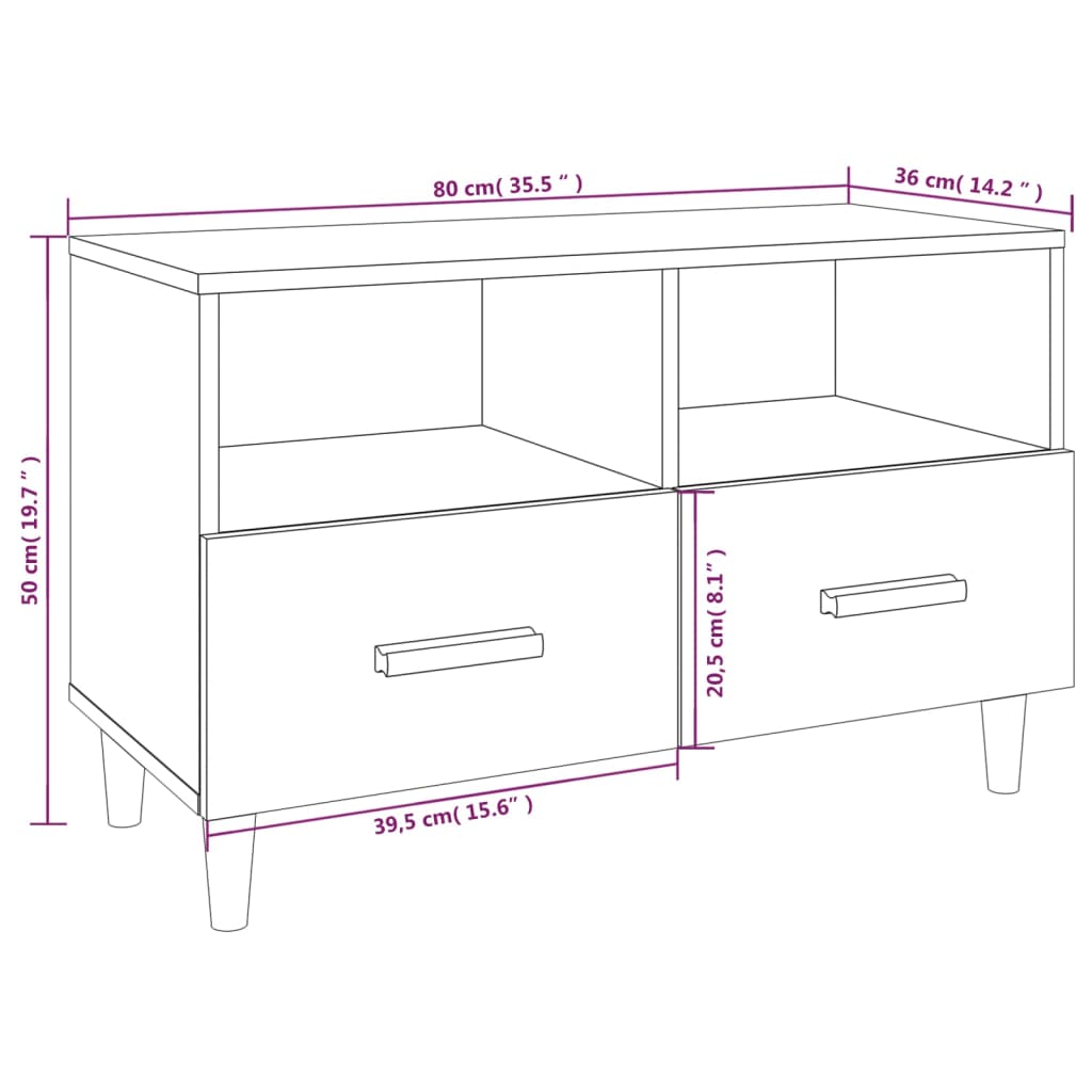 vidaXL TV Cabinet Concrete Grey 80x36x50 cm Engineered Wood