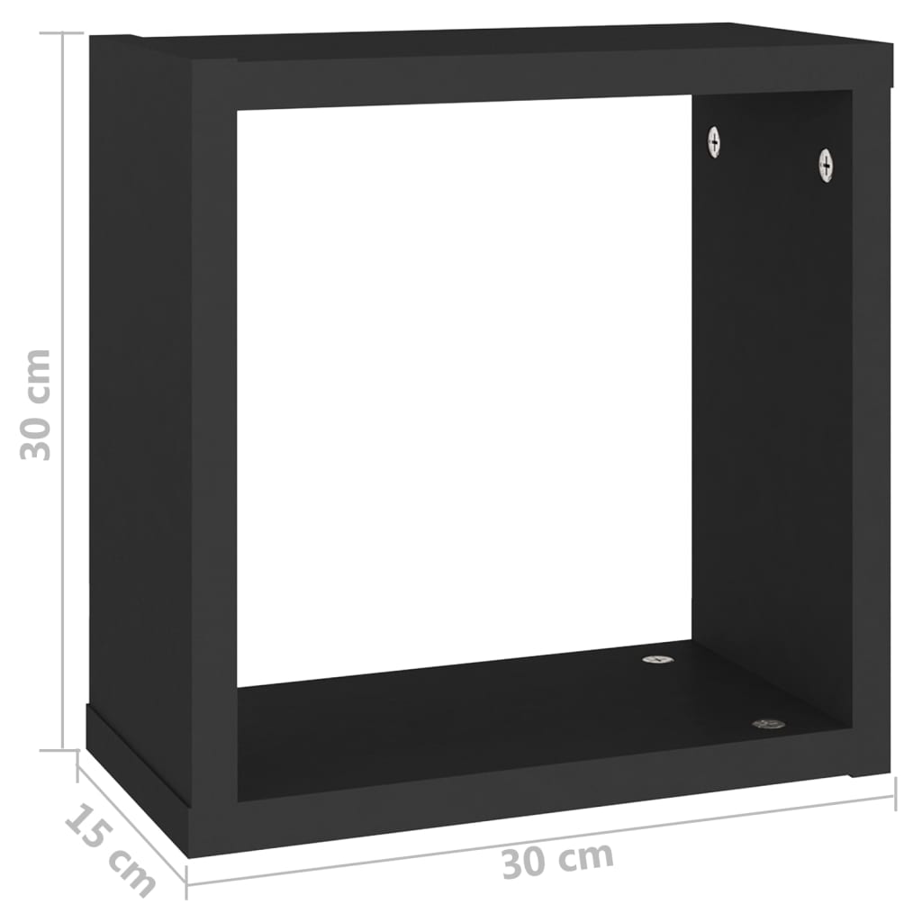 vidaXL Wall Cube Shelves 6 pcs Black 30x15x30 cm