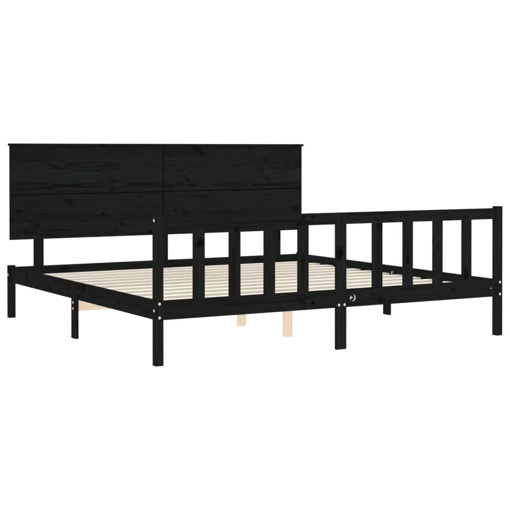 vidaXL Bed Frame without Mattress Black 200x200 cm Solid Wood Pine