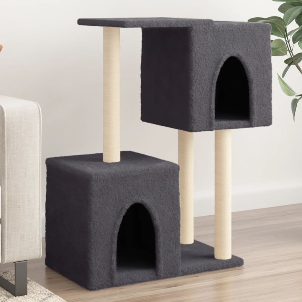 vidaXL Cat Tree with Sisal Scratching Posts Dark Grey 86 cm