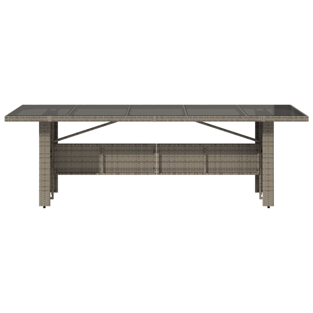 vidaXL Garden Table with Glass Top Grey 240x90x75 cm Poly Rattan