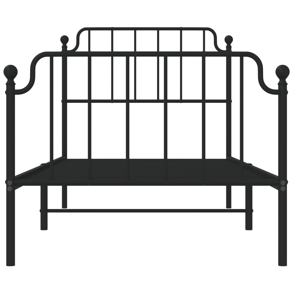 vidaXL Metal Bed Frame without Mattress with Footboard Black 90x200 cm