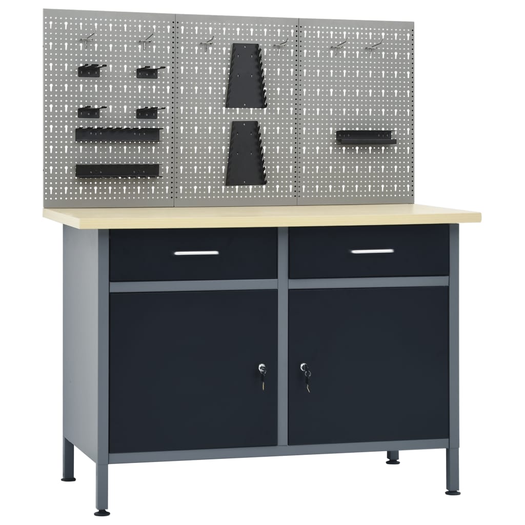 vidaXL Workbench with Three Wall Panels