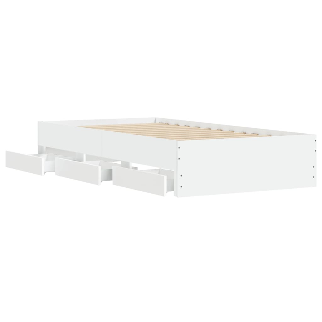 vidaXL Bed Frame with Drawers without Mattress White 75x190 cm Small Single