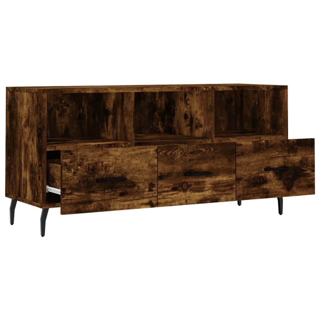 vidaXL TV Cabinet Smoked Oak 102x36x50 cm Engineered Wood