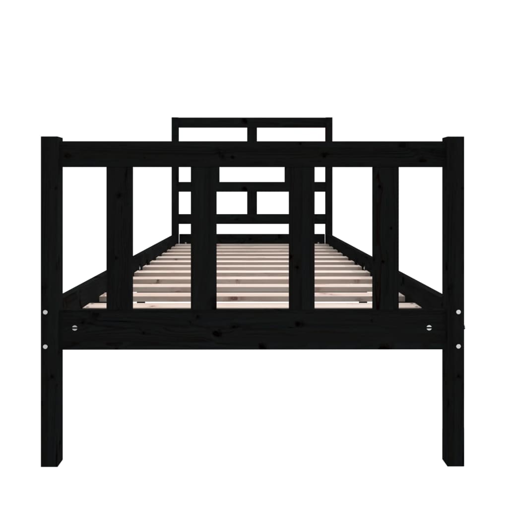 vidaXL Bed Frame without Mattress Black Solid Wood Pine Small Single