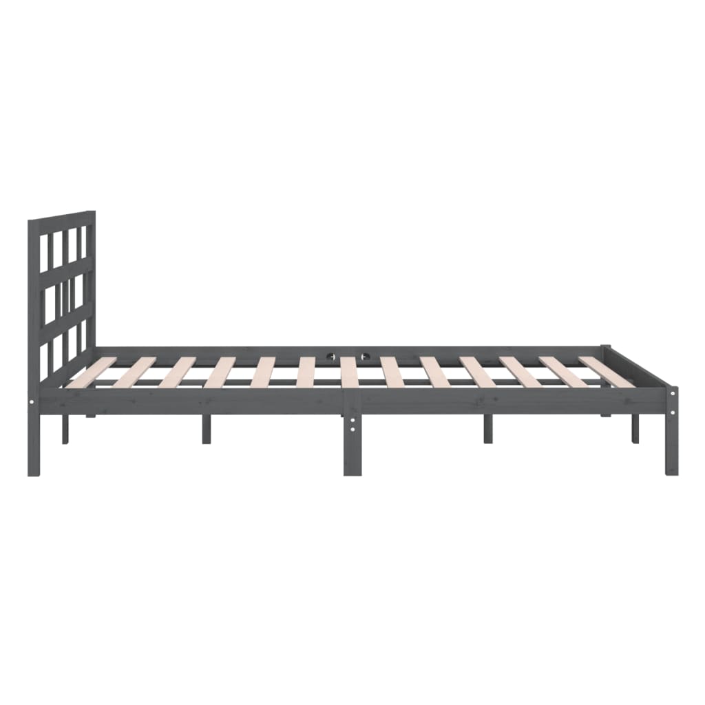 vidaXL Bed Frame without Mattress Grey Double Solid Wood