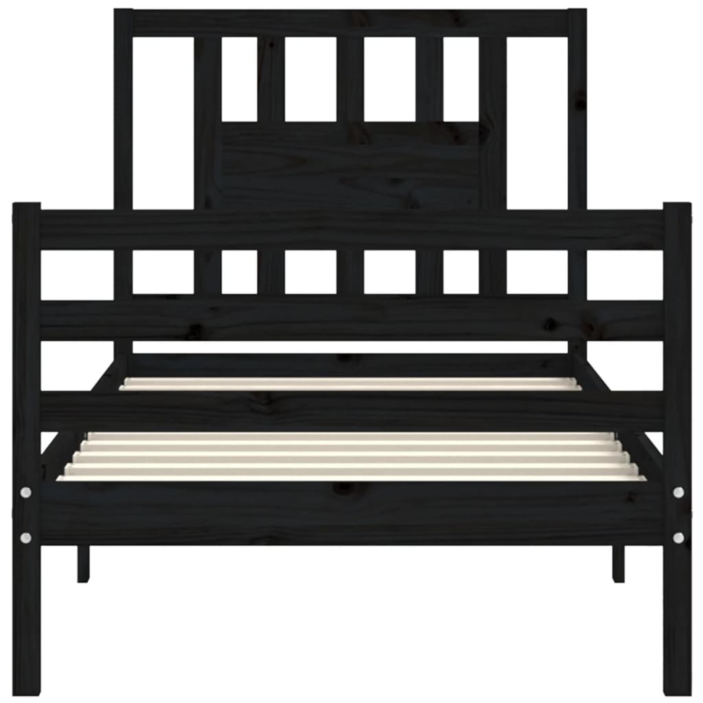 vidaXL Bed Frame without Mattress Black 100x200 cm Solid Wood