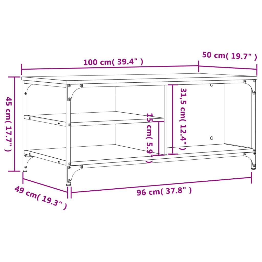 vidaXL Coffee Table Sonoma Oak 100x50x45 cm Engineered Wood