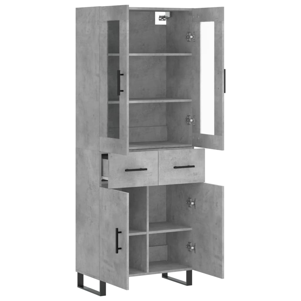 vidaXL Highboard Concrete Grey 69.5x34x180 cm Engineered Wood