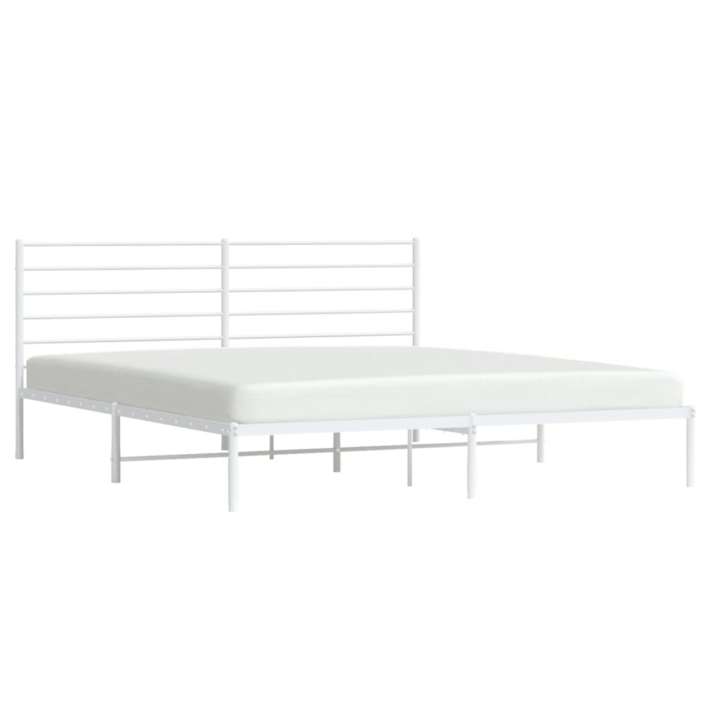 vidaXL Metal Bed Frame without Mattress with Headboard White 193x203 cm