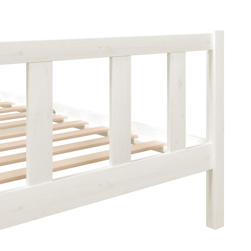 vidaXL Bed Frame without Mattress White Solid Wood 120x200 cm (810078+814135)