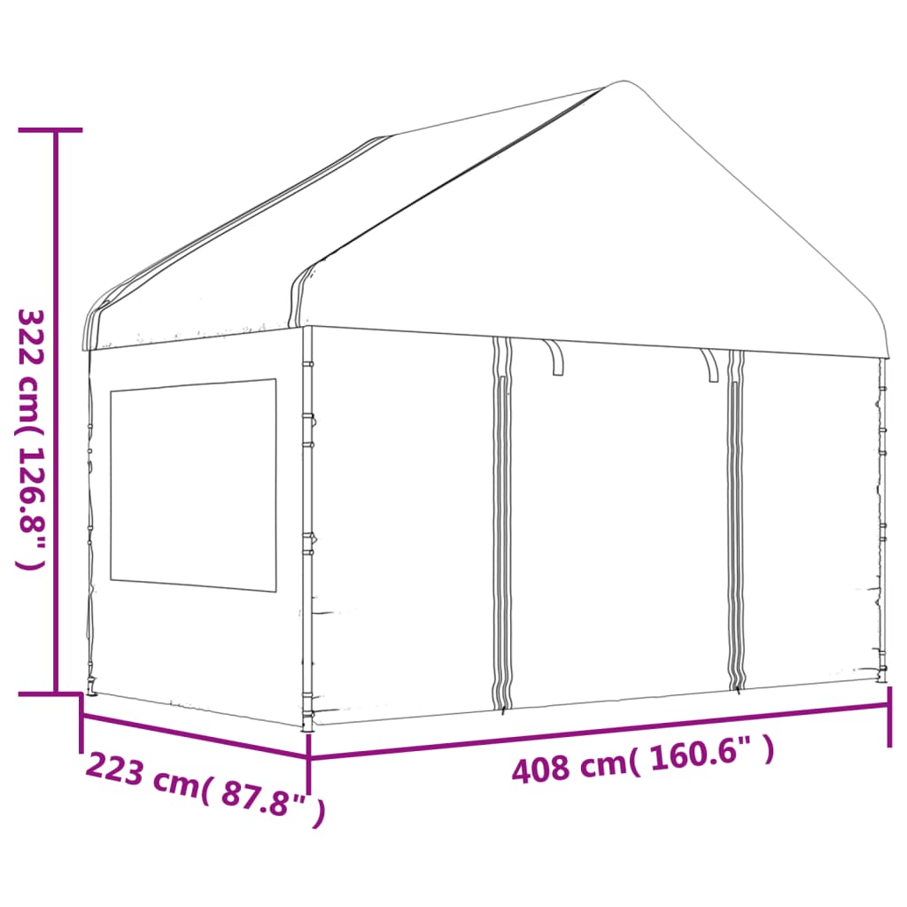 vidaXL Gazebo with Roof White 8.92x4.08x3.22 m Polyethylene