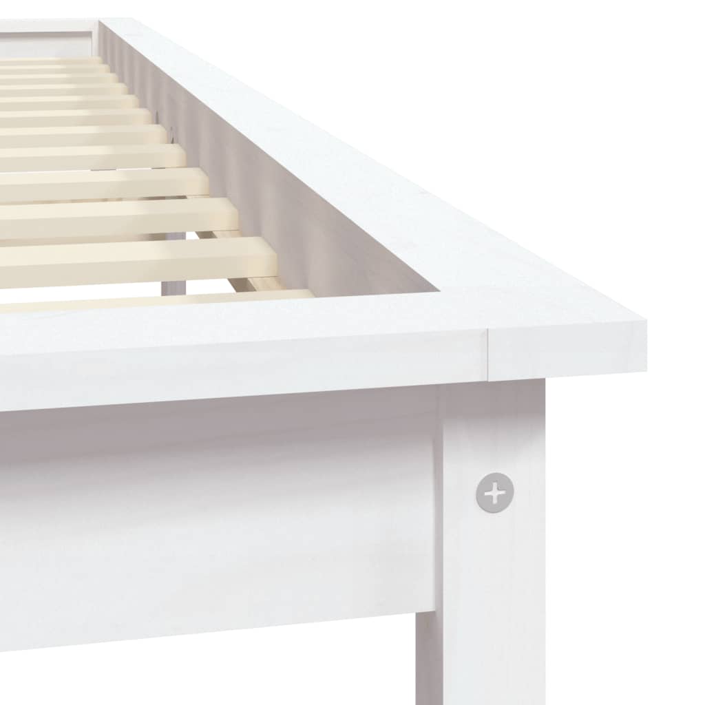 vidaXL Bed Frame without Mattress White Double Solid Wood