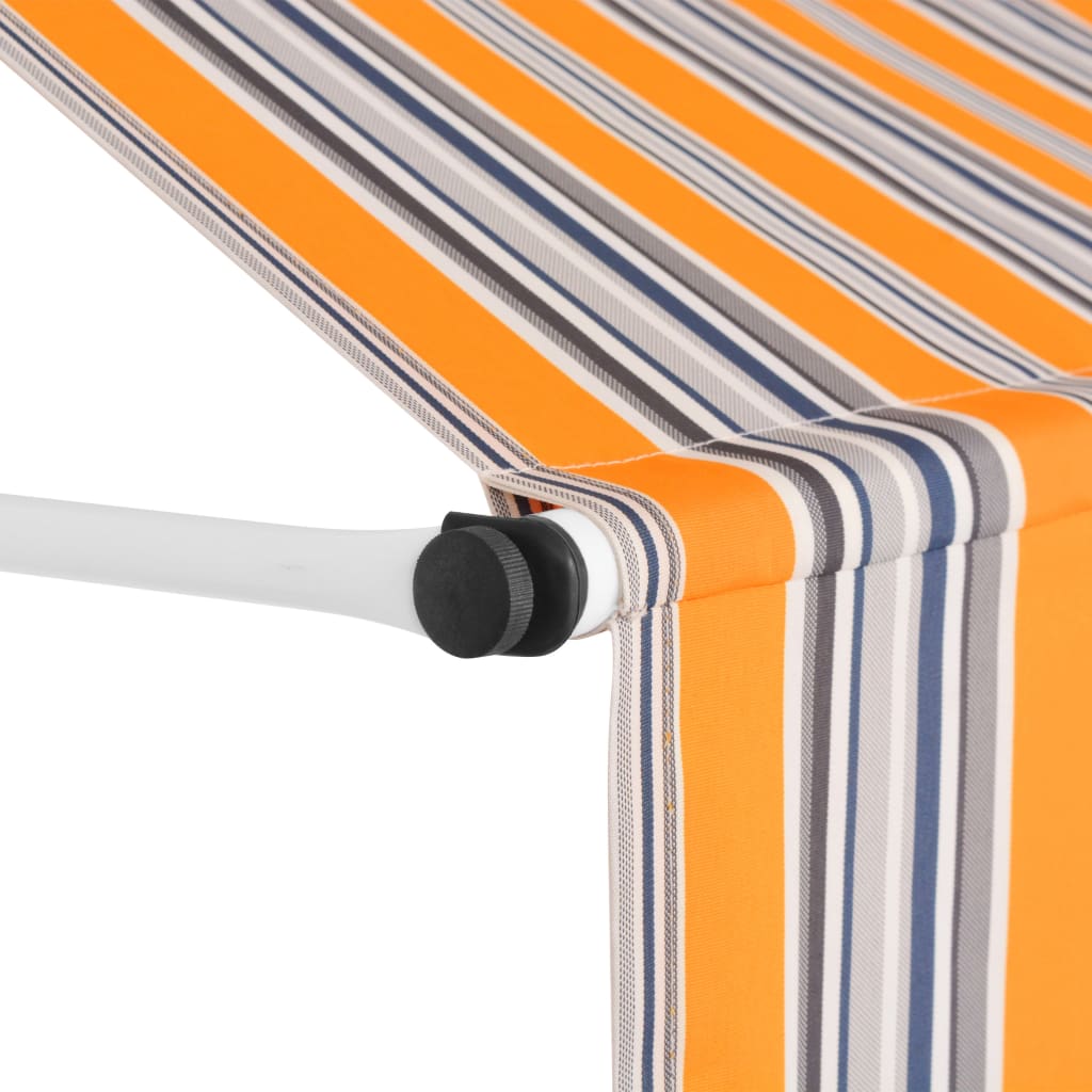 vidaXL Manual Retractable Awning 400 cm Yellow and Blue Stripes