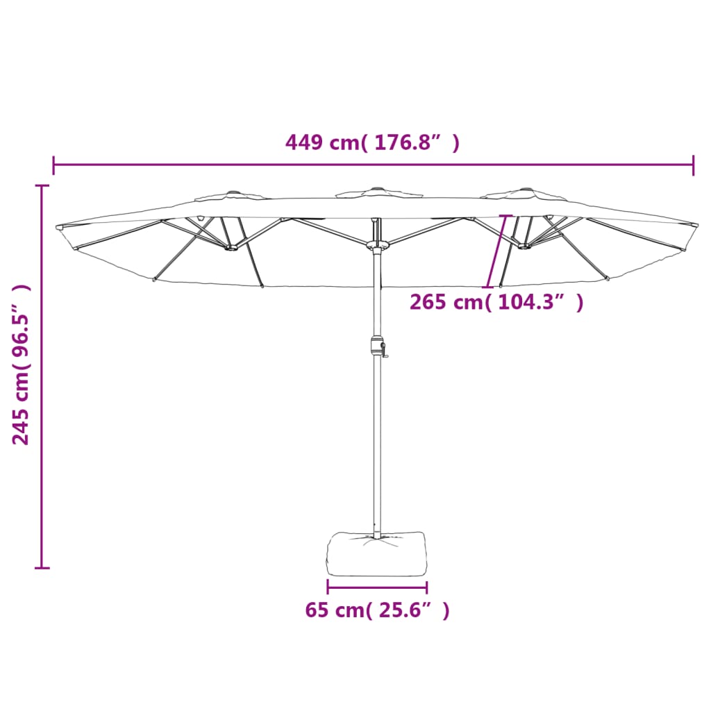 vidaXL Double-Head Parasol with LEDs Anthracite 449x245 cm