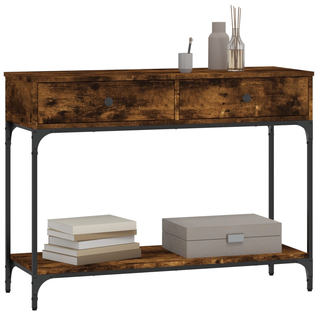 vidaXL Console Table Smoked Oak 100x34.5x75 cm Engineered Wood