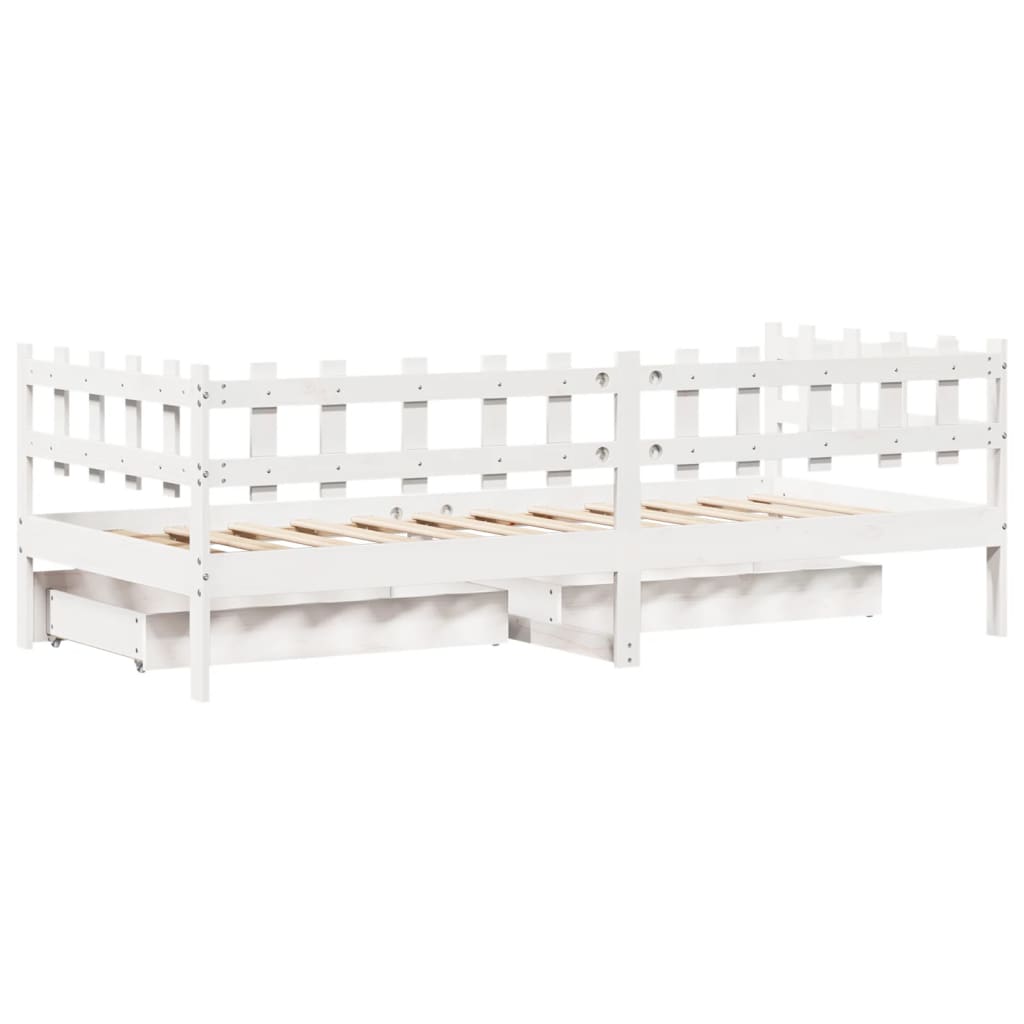 vidaXL Daybed with Drawers without Mattress White 90x200 cm Solid Wood