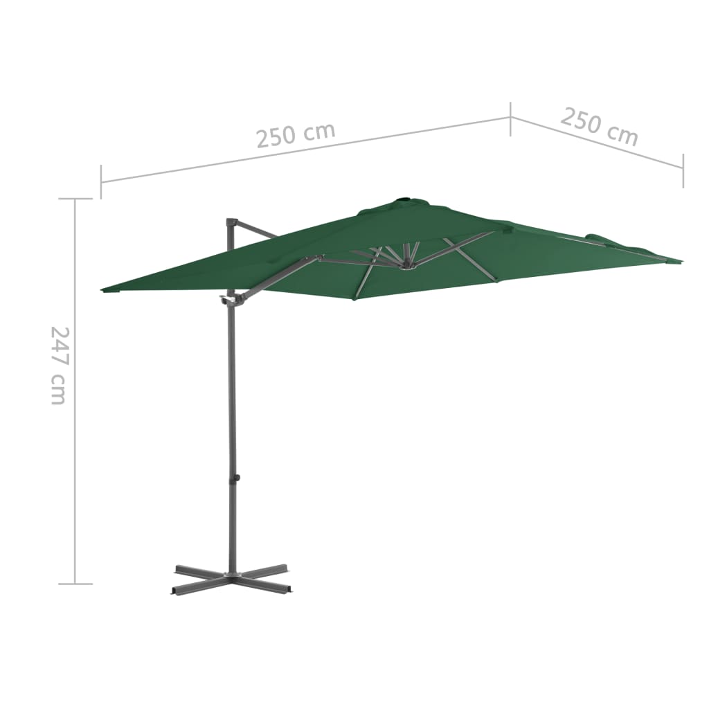 vidaXL Cantilever Garden Parasol with Steel Pole Green 250x250 cm