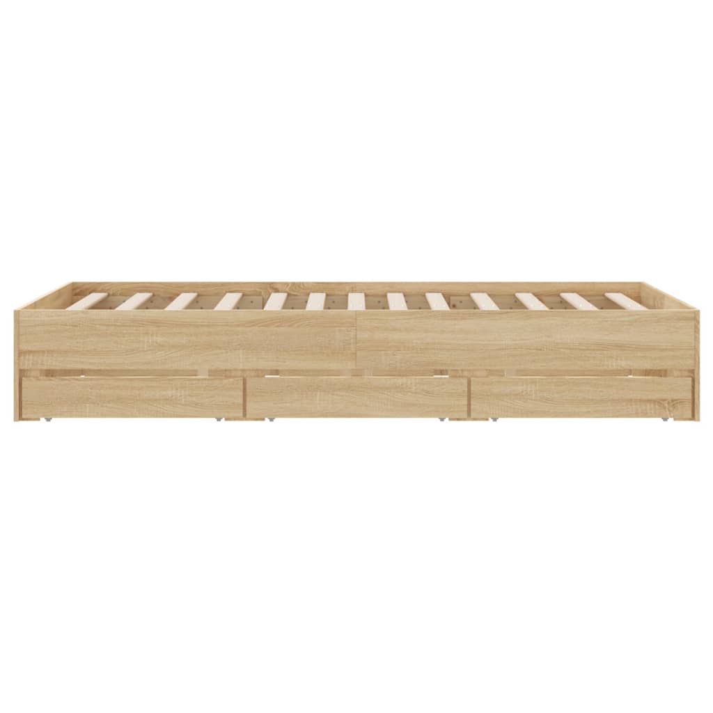 vidaXL Bed Frame with Drawers without Mattress Sonoma Oak 135x190 cm Double