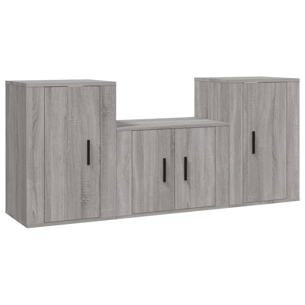 vidaXL 3 Piece TV Cabinet Set Grey Sonoma Engineered Wood