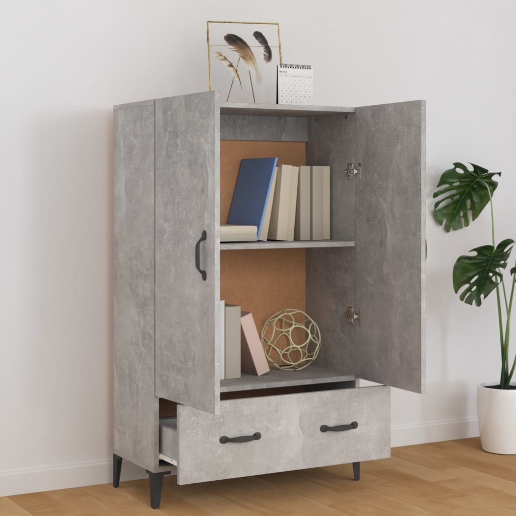 vidaXL Highboard Concrete Grey 70x31x115 cm Engineered Wood