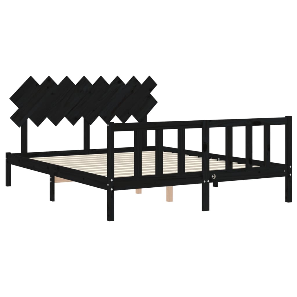 vidaXL Bed Frame without Mattress Black 160x200 cm Solid Wood Pine