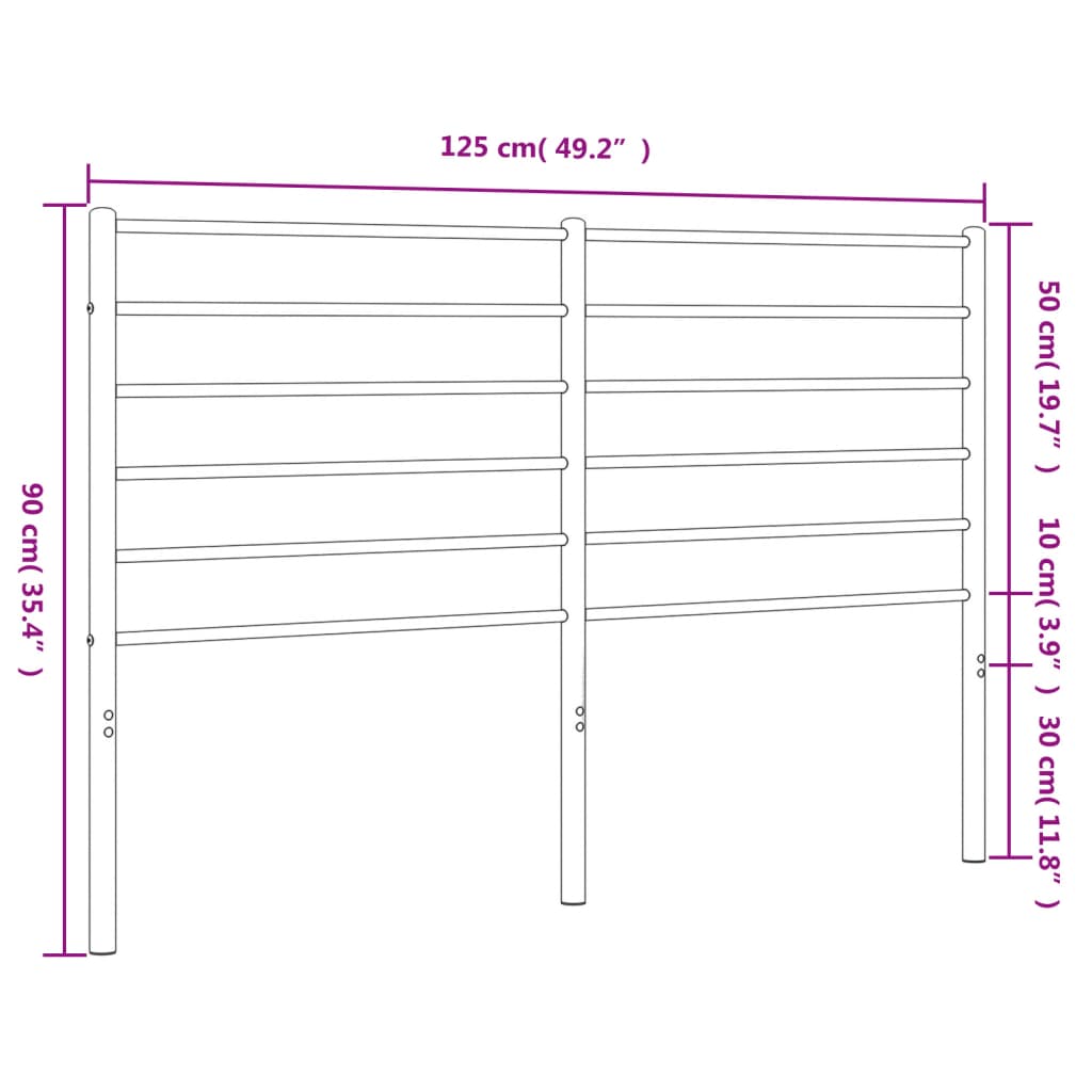 vidaXL Metal Headboard Black 120 cm