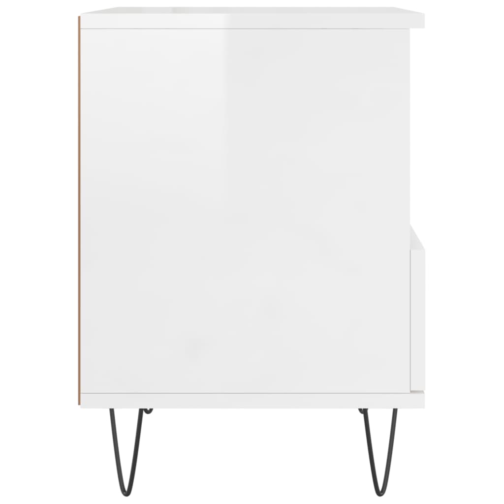 vidaXL Bedside Cabinet High Gloss White 40x35x50 cm Engineered Wood