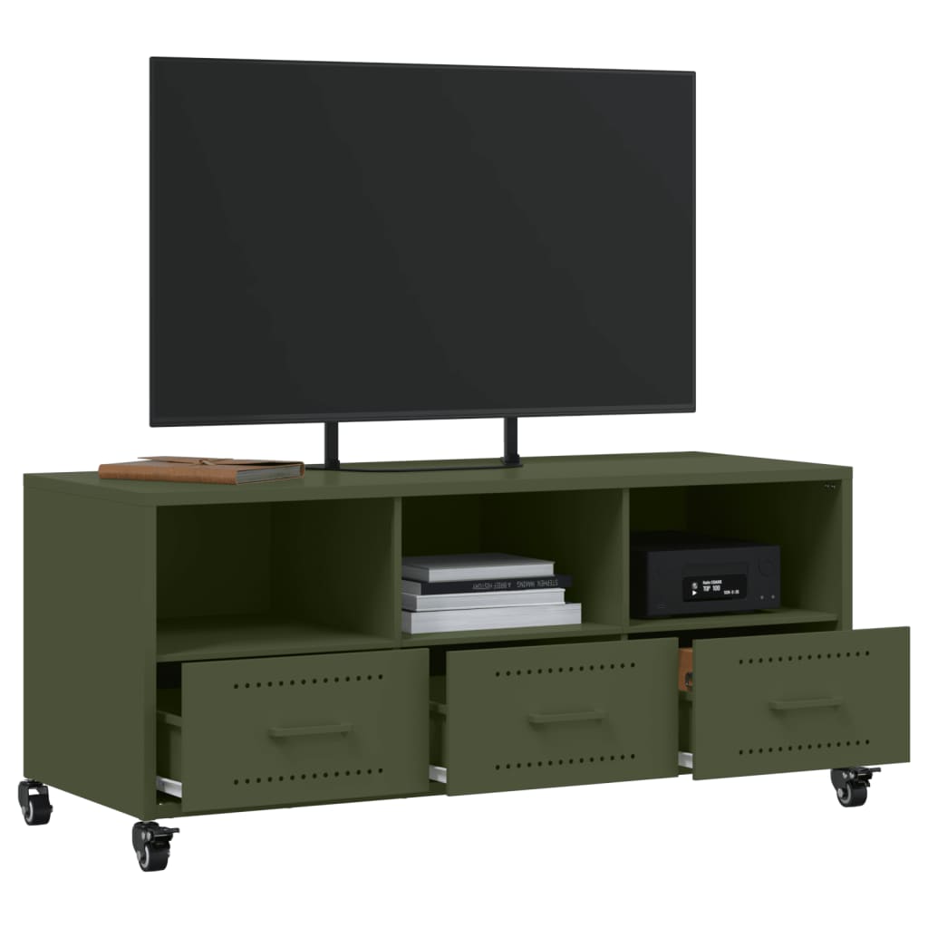 vidaXL TV Cabinet Olive Green 100.5x39x43.5 cm Steel