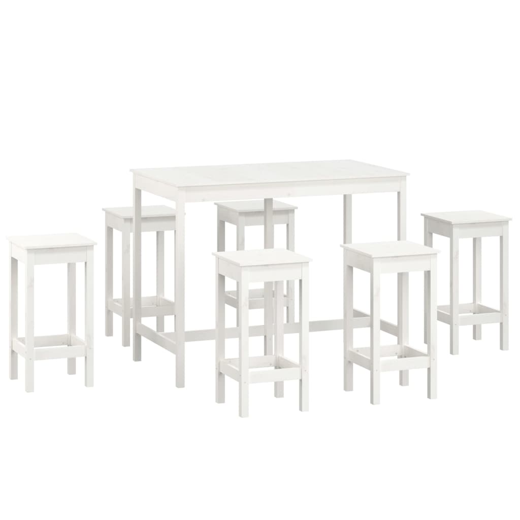 vidaXL 7 Piece Bar Set White Solid Wood Pine