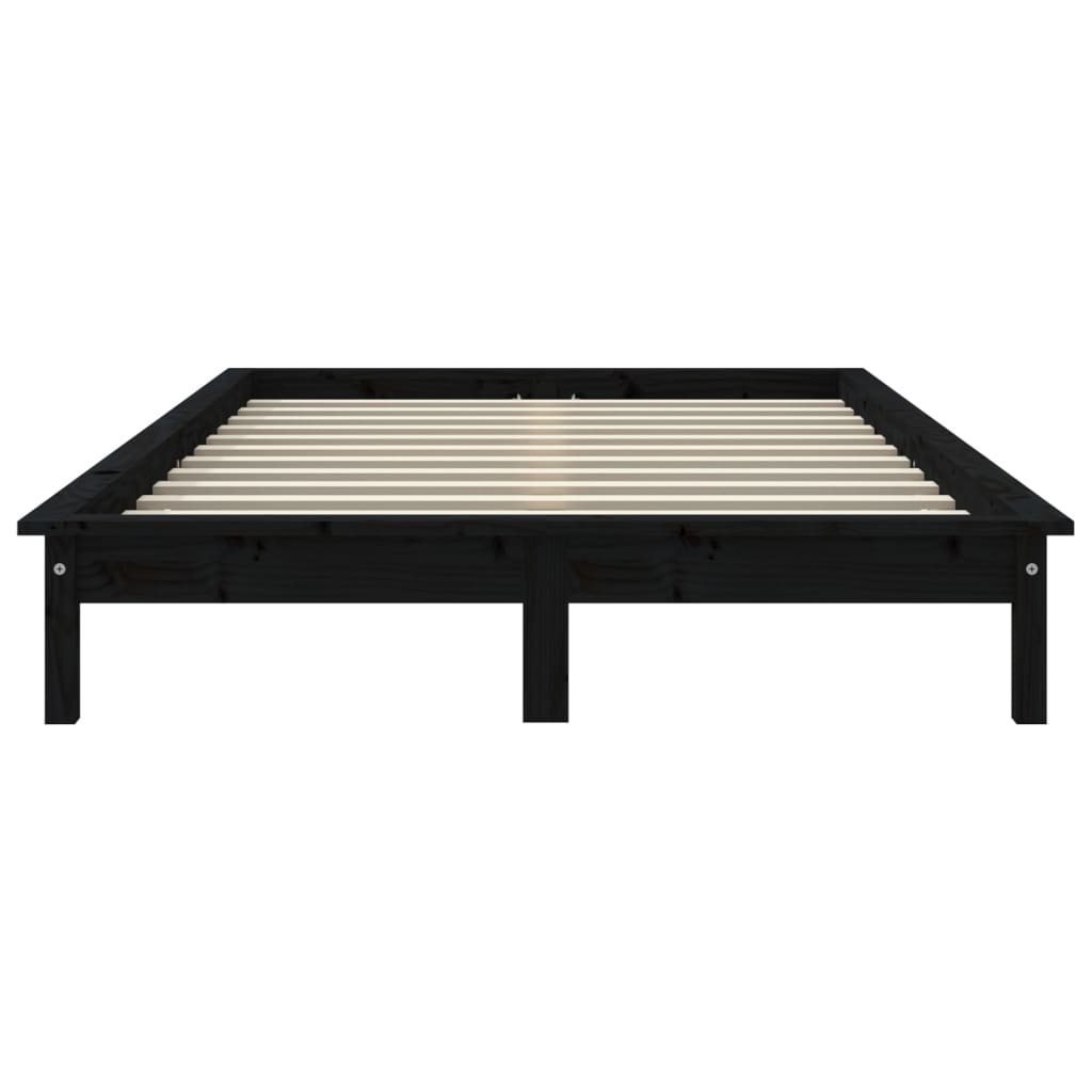 vidaXL Bed Frame without Mattress Black 140x190 cm Solid Wood Pine