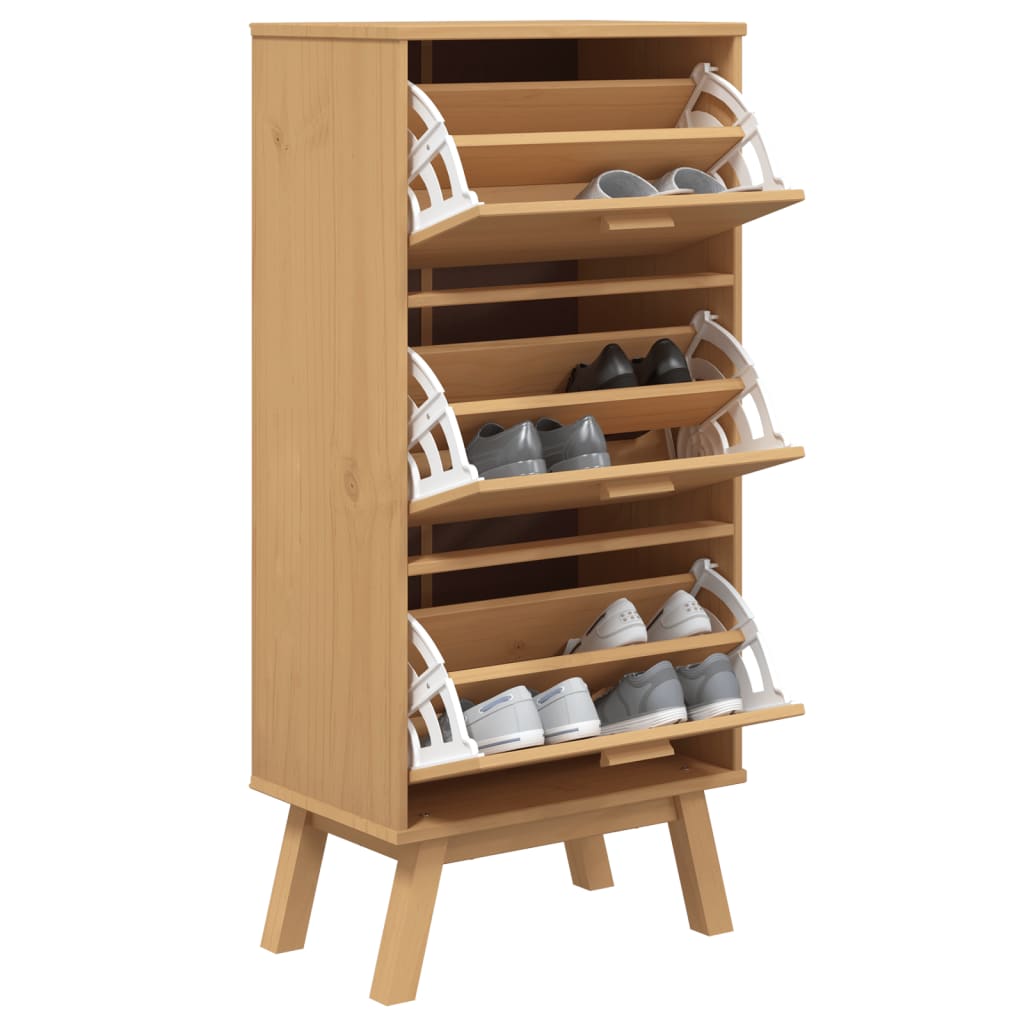 vidaXL Shoe Cabinet OLDEN Brown 55x35x120cm Solid Wood Pine