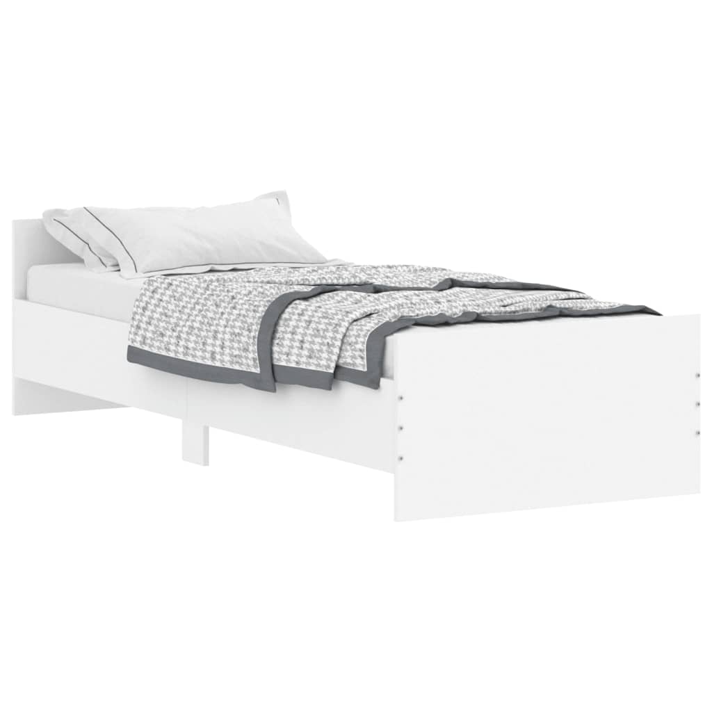 vidaXL Bed Frame without Mattress White 75x190 cm Small Single Engineered Wood