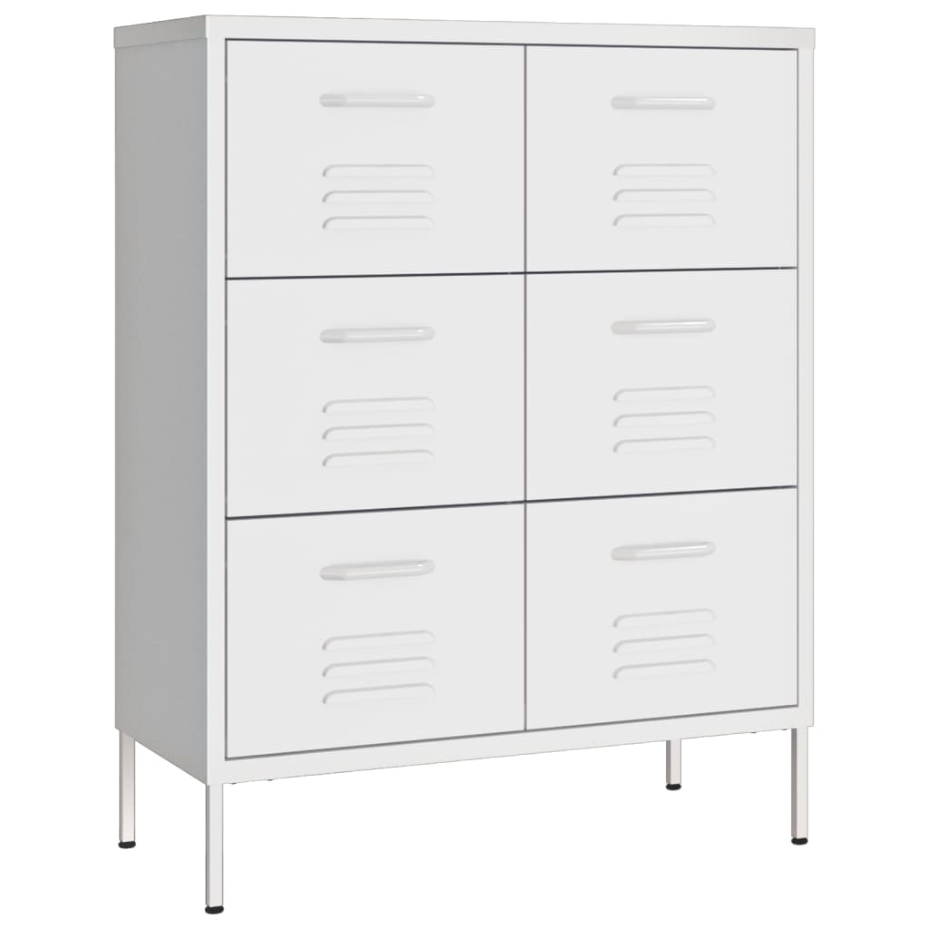 vidaXL Drawer Cabinet White 80x35x101.5 cm Steel