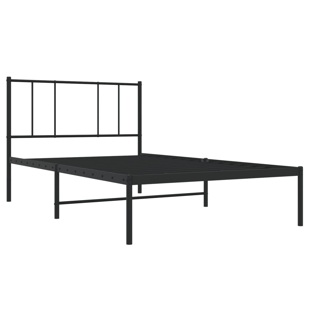 vidaXL Metal Bed Frame without Mattress with Headboard Black 90x200 cm