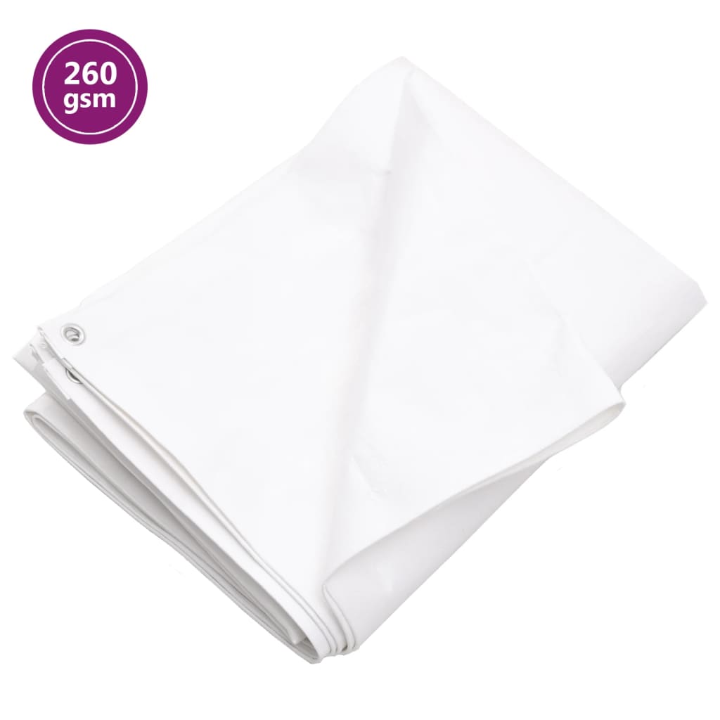 vidaXL Tarpaulin 260 g/m² 6x12 m White HDPE