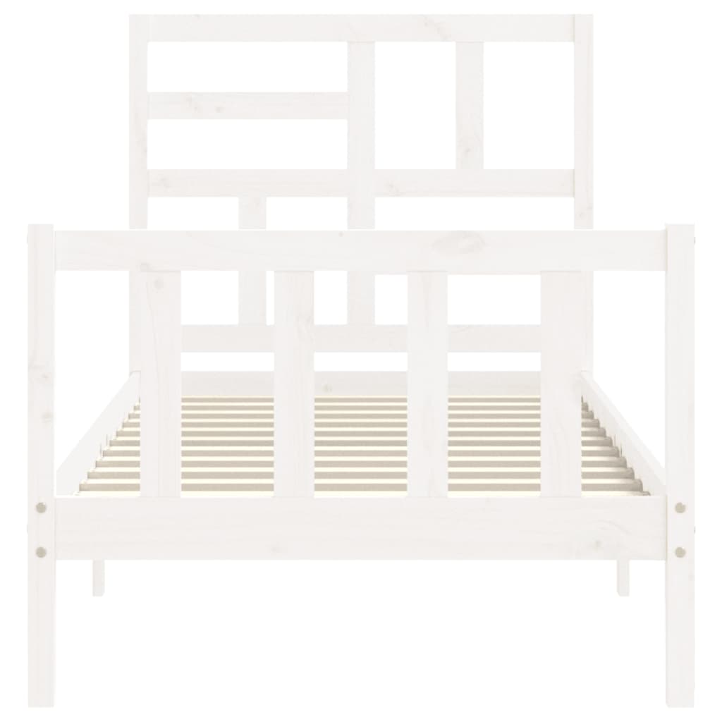 vidaXL Bed Frame without Mattress White Single Solid Wood Pine