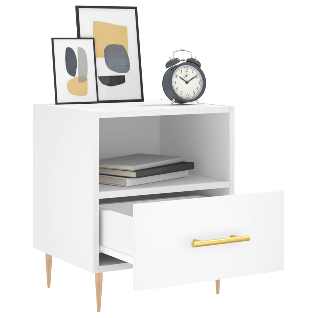 vidaXL Bedside Cabinet White 40x35x47.5 cm Engineered Wood