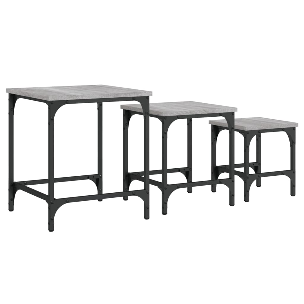 vidaXL Nesting Coffee Tables 3 pcs Grey Sonoma Engineered Wood