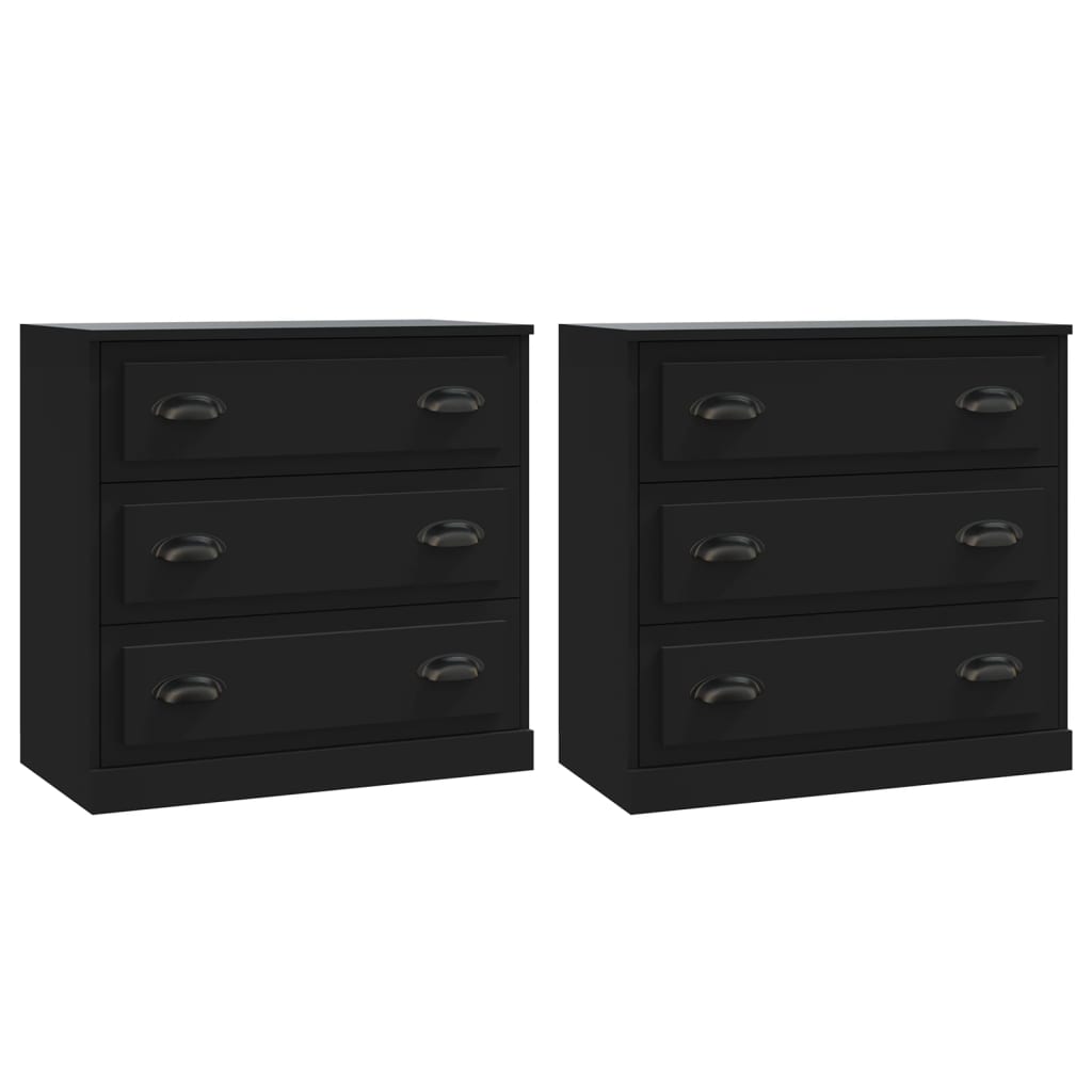 vidaXL Sideboards 2 pcs Black Engineered Wood