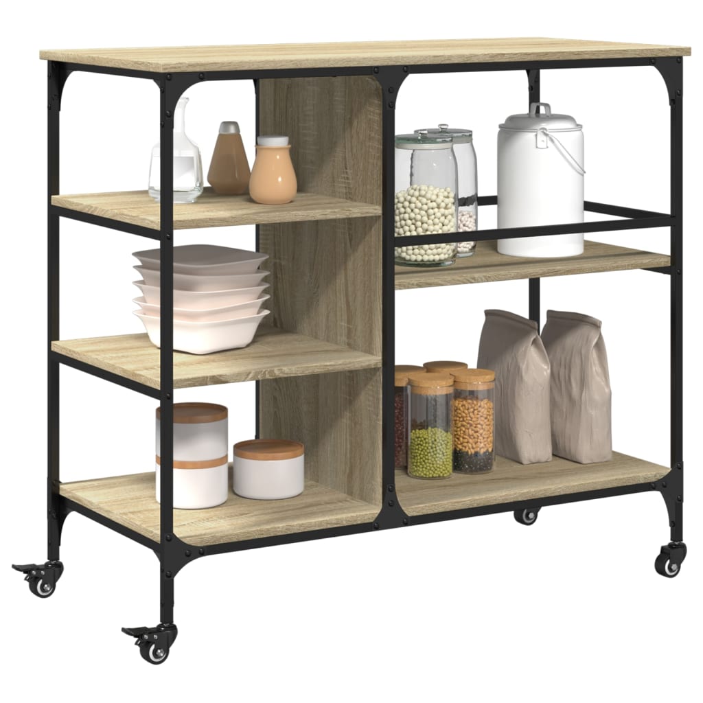 vidaXL Kitchen Trolley Sonoma Oak 100x45x89.5 cm Engineered Wood