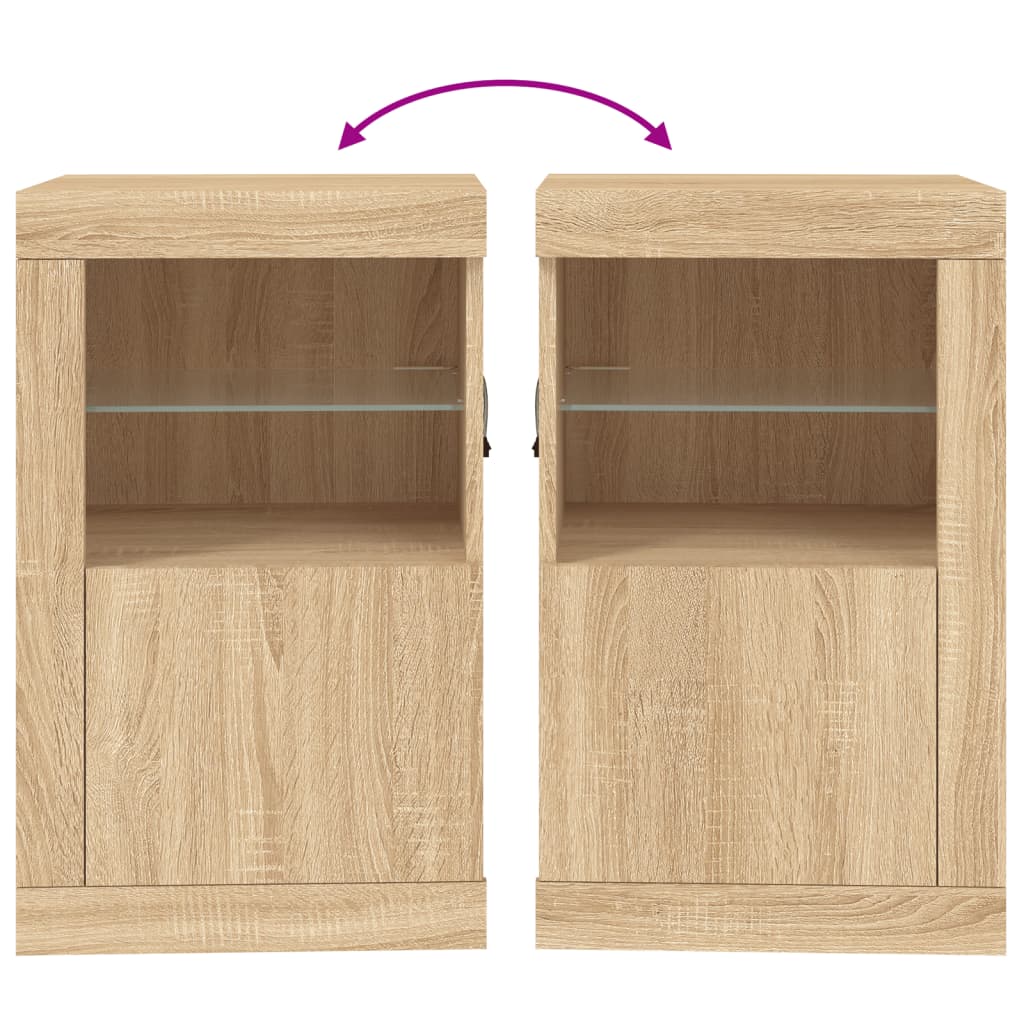 vidaXL Side Cabinet with LED Lights Sonoma Oak Engineered Wood