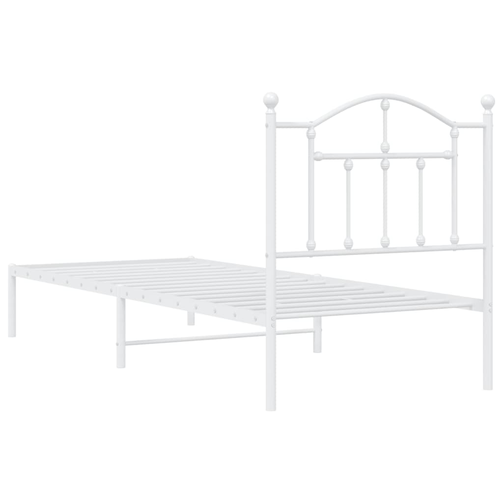 vidaXL Metal Bed Frame without Mattress with Headboard White 80x200 cm