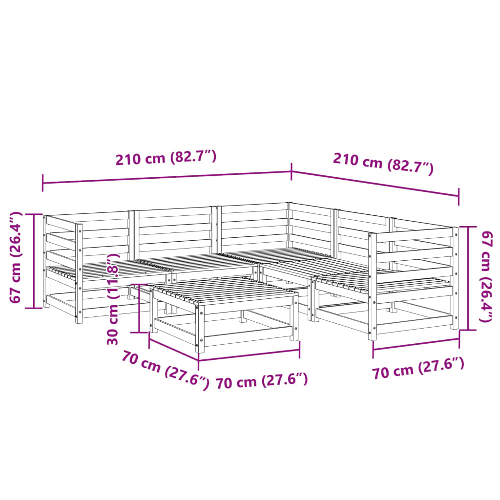 vidaXL 6 Piece Garden Sofa Set Impregnated Wood Pine