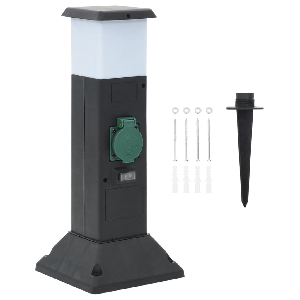 vidaXL Outdoor Socket Column with Lamp and Spike 2-Way 16x16x39.5 cm