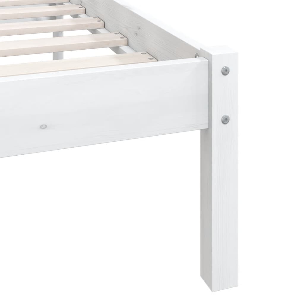 vidaXL Bed Frame without Mattress White Solid Wood 90x200 cm